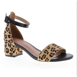 Leopard Print Saville Block Heel Sandal Calf Hair